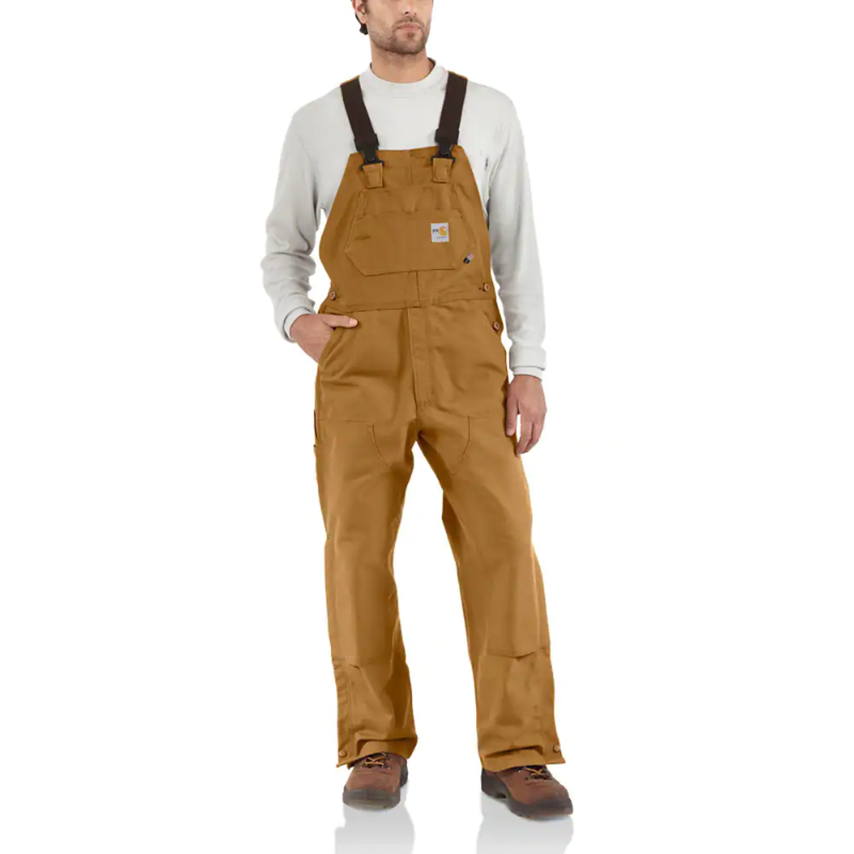 Carhartt Unlined FR Duck Bib Overall in Carhartt Brown